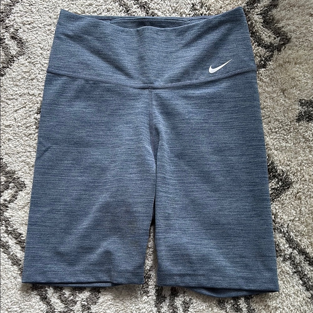 Nike Blue High-Rise Bike Shorts with Moisture-Wicking Fabric